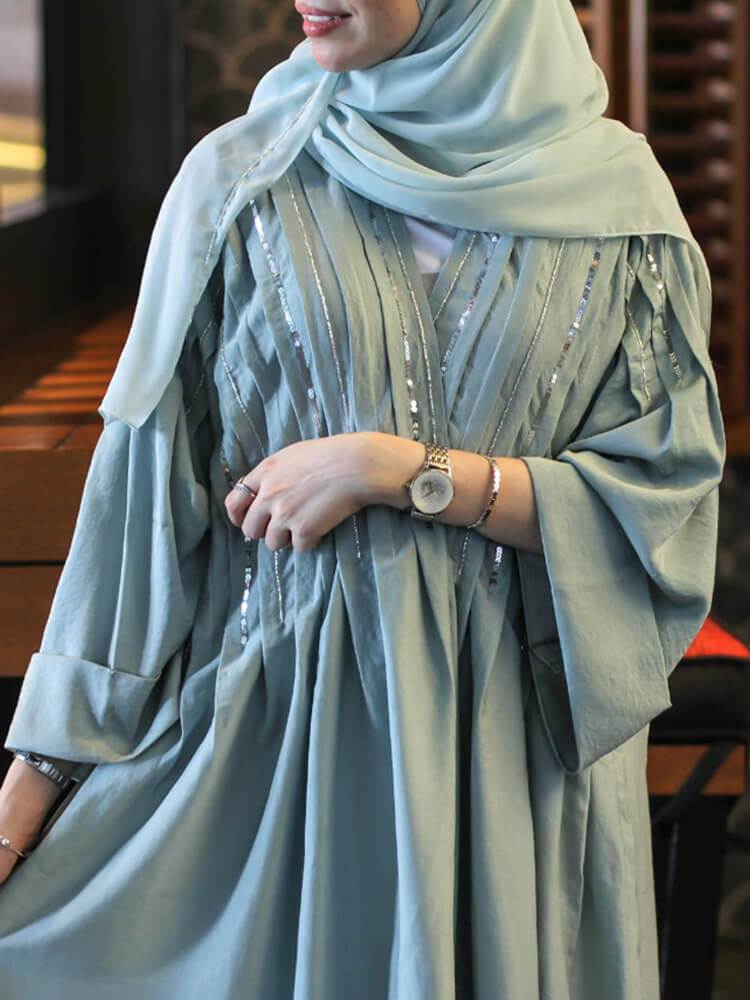 Sequin Rhinestone Casual Robe Abaya(Without Hijab)