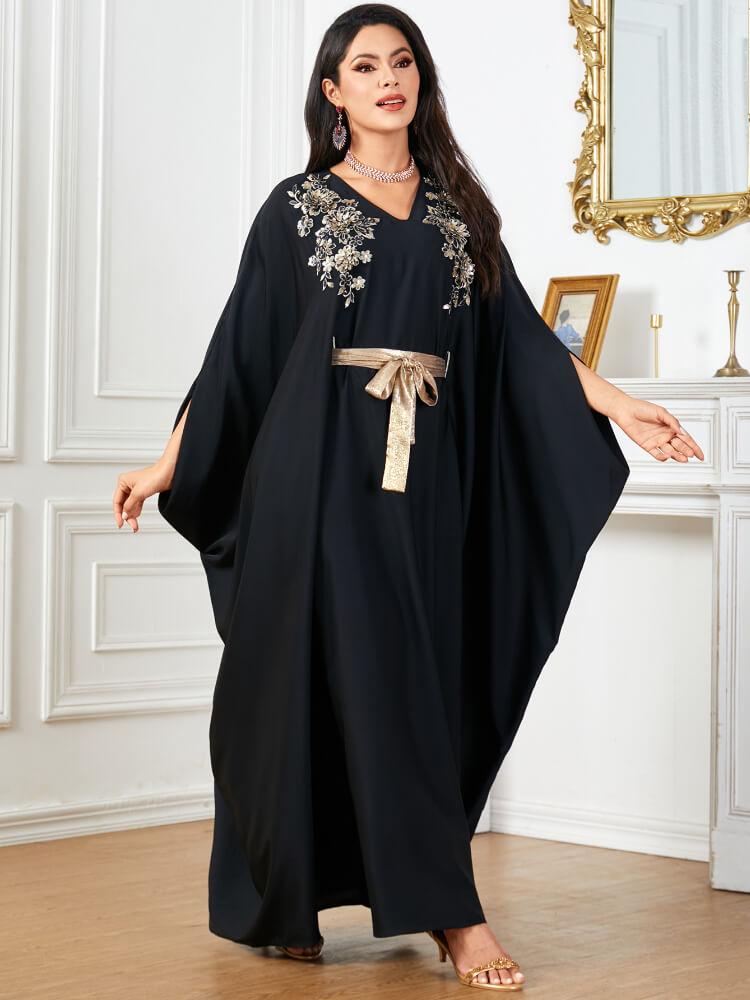 Dolman Sleeve V-Neck Loose Dress Kaftan