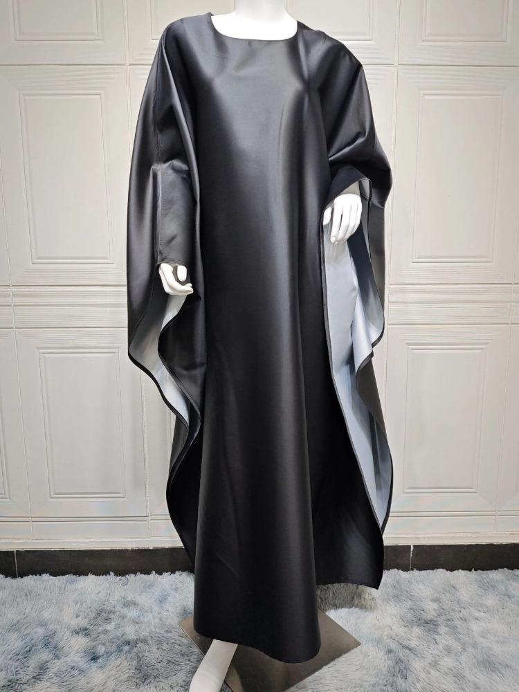 Round Neck Wavy Edge Color-block Robe Abaya