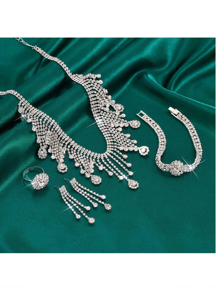 Tassel Earrings Diamond Bracelet Ring Clavicle Chain Suit