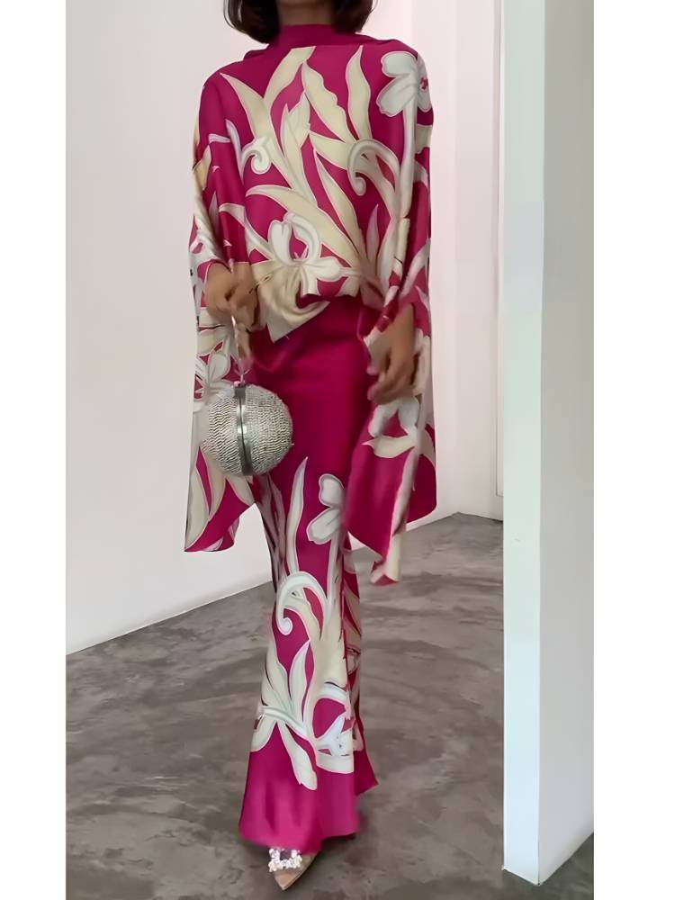 Temperament Print Elegant Skirt Suit