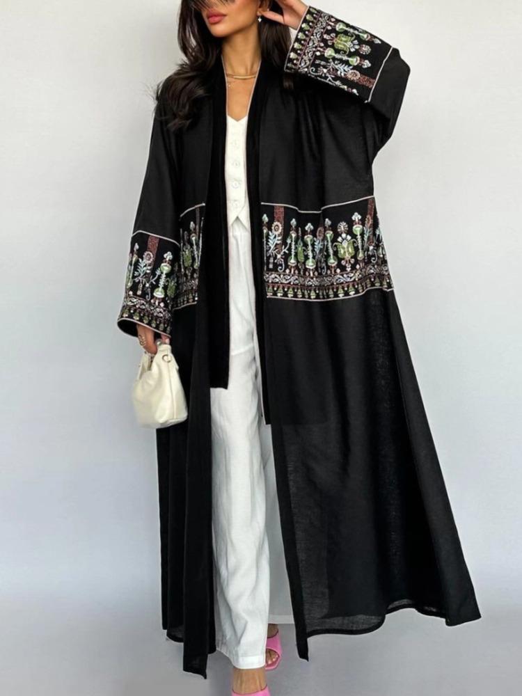 Embroidered Embroidered Embroidered Robe Jacket Muslim