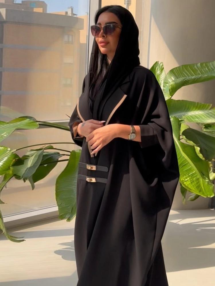 Cardigan Leather Buckle Abaya Bat Sleeve Outer Gown