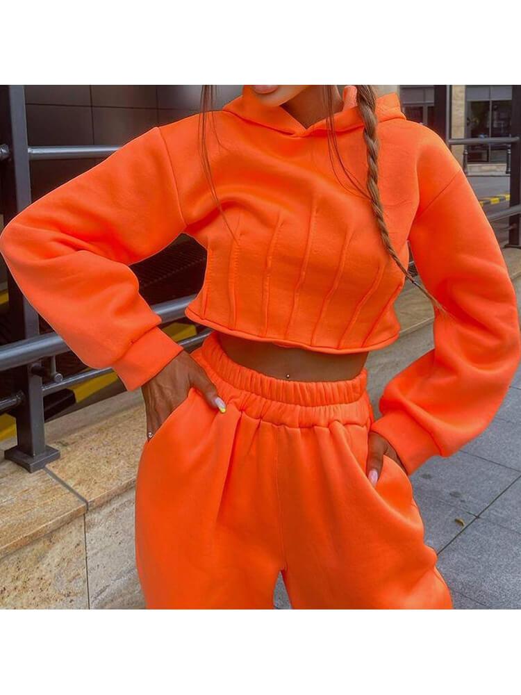 Casual Strap Hoodie Trousers Two-Piece Set