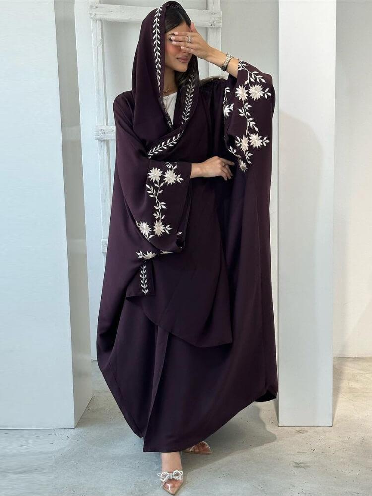 Embroidered Embroidered Cardigan Purple Robe