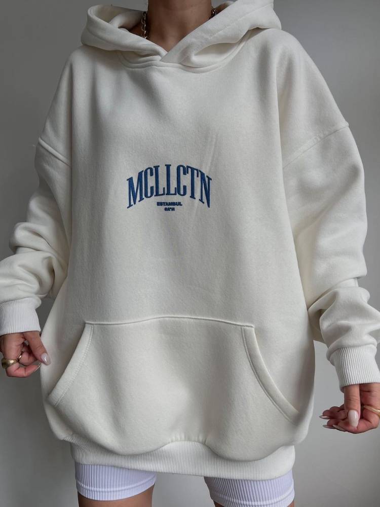 Casual Letter Print All-Match Long-Sleeved Hooded Sweatshirt